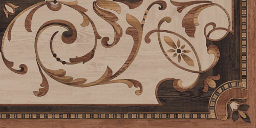 Керамический гранит 80х160 Гранд Вуд левый коричневый декорированный обрезной
